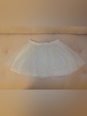 White Tulle Skirt with Elastic Waistband